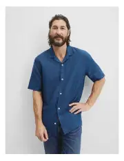 [Country Road] Windowpane Shirt in Airforce Blue