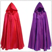 Unisex Hooded Cape Cloak Top Robe Party Shiny Fancy Dress Halloween Cosplay Robe