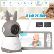2K Wifi Video Baby Monitor Camera App&5'' Screen Control Motion&Crying Detection