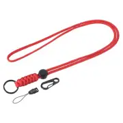 Paracord Lanyard, Metal Clasp Hook Ring Strap (Red, 20.5-Inch)