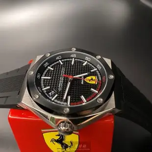 FERRARI 法拉利男錶 44mm 黑八角形精鋼錶殼 黑色簡約, 運動錶面款 FE00013