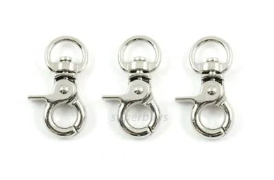 3pc 9mm Silver Metal Swivel Snap Hook Clip Bag Belt Strap Backpack Cord Buckle G