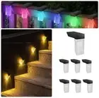 Solar Fence Lights 6 Pack, Warm White RGB Changing Outdoor Waterproof IP65, D...
