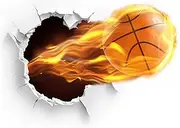 LZYMSZ 3D Basketball Sticker, 3D Basketball Inspiration Wall Sticker 30×40cm Lifelike Sports Themed Art Wall Decal, Removable Break Through The Wall Balls Wallpaper for Playroom Bedroom Living Room