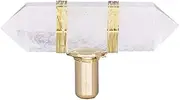 Crystal Glass Door Drawer Cupboard knobs,Natural Translucent Quartz Crystals Cut Plane Prism Tip and Brass Knob Support Base(Color:White Clear,Size:60 * 30Mm),60 * 30Mm