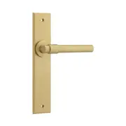 Iver Helsinki Door Lever Handle on Chamfered Backplate Brushed Brass
