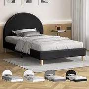 ALFORDSON Bed Frame Base King Single Size with Linen Fabric Upholstery, Bed Platform Foundation with Headboard for Mattress Topper, Calla Fabric Charcoal