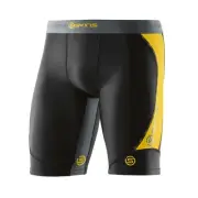 SKINS DNAMIC MENS COMPRESSION HALF TIGHTS - BLACK / CITRON SAVE $$$