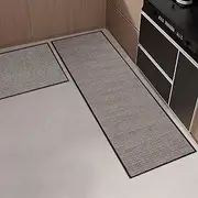ZUNI 2PCS Cushioned Non-Slip Kitchen Rugs and Mats, Absorbent Runner Rugs and Comfort Standing Mats, Washable for Kitchen, Floor, Office, Home, 49x150cm, 45x75cm, Black