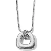 Brighton Interlok Woven Silver Hammered Pendant Necklace NWT $78