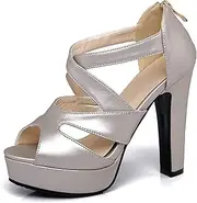 [NBTOICDAS] Women's Heeled Sandals Platform Chunky Block Heel Open Toe Wedding Party Shoes
