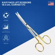 KAYE Face Lift Scissors 18.5cm Curved T/C Tip Premium Surgical Instruments