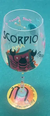 Lolita 12oz Handpainted Wine Glass “ Scorpio “ Brand New & Never Used!