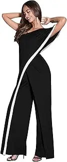 [koh koh] Womens One Off Shoulder Asymmetric Long Pant Jumpsuit Romper