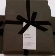 West Elm European Linen King/CalKing Duvet, Dark Olive