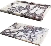 [DUANYAN] Real Luxurious Natural Marble Vanity Tray Genuine Marble Storage Tray for Home Decor Stone Tray for Bathroom/Kitchen/Vanity/Dresser Non-Resin/Non-Ceramic/Viola Tablet Set