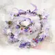 韓式新娘發飾花環紫色頭飾森系女超仙唯美花仙子套裝頭花結婚飾品1入
