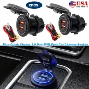 2PCS Quick Charge QC 3.0 Dual USB Car Fast Charger Socket with Touch Switch