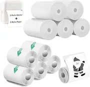 5 Rolls Thermal Paper & 5 Rolls Self-adhesive Stickers for Mini Sticker Receipt Printer - White Portable Bluetooth Pocket Printer Paper Refill