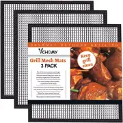 Grill Mesh Mat Set of 3 Heavy Duty BBQ Non-stick Cooking Sheet Liners Reusable