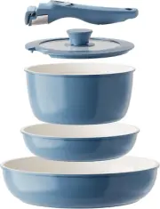 Ceramic Cookware Set, Removable Handle Pots and Pans Non-Stick, Rv Cookware Set,