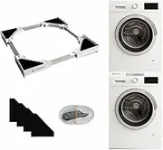automoris Washer Dryer Stacking Kit 27 inch,Universal 24"/25"/ 26"/27" Washer and Dryer Stackable,Adjustable Stacking Kit for Washing Machine and Dryer,Connecting Frame with Ratchet Strap