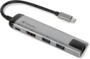 Verbatim 49141 USB-C Multiport Hub - USB 3.0 | HDMI | Gigabit Ethernet, Silver