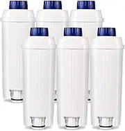 6X Filter Cartridge with Activated Carbon, Coffee Machine Filter for Delonghi Filter DLSC002 ECAM, Esam, ETAM, BCO, EC, EC680, EC800-3, White