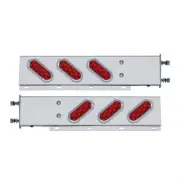 3 3/4" Bolt Pattern SS Spring Light Bar 6 Oval 10 Red LED Light & Visor-Red Lens
