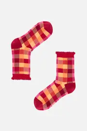 Pink Maxine Check Socks