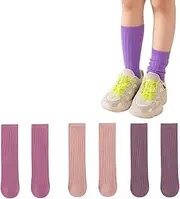 [FEIFEI'S BOW] 3 Pairs Back to School Kids Girls Knee High Plain School Uniform Colourful Cotton Rich Socks