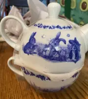 Blue and White Peter Rabbit Teapot and Teacup Set