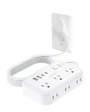 Surge Protector Power Strip with 6 Outlets 4 USB Ports(2USB C), Flat Extensio...