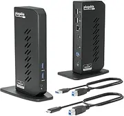 Plugable USB 3.0 and USB-C Universal Laptop Docking Station for Windows and Mac (Dual Video HDMI, Gigabit Ethernet, Audio, 6 USB Ports) (Black)