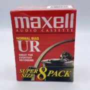 8-PACK Maxell Audio Cassette Tapes UR 60 Min. Normal Bias, Blank and Sealed NOS