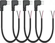 4Pcs Right Angle 90 Degree USB C Male Plug Pigtail Power Cable 25cm/9in, 22AWG 5V/3A, for USB C Equipment Repair DIY