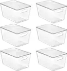 Vtopmart 6 Pack Clear Stackable Storage Bins with Lids, Large Plastic Containers
