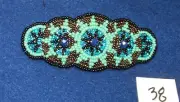5 Circle Beaded Barrette w Gemstone centers French Clip Closure 3.75x1.5" #38