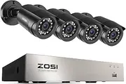 ZOSI 3K Lite Security Camera System Indoor Outdoor,AI Human/Vehicle Detection,Night Vision,Remote Access,4pcs 1080P 1920TVL Weatherproof Surveillance Cameras,H.265+ 8CH CCTV DVR