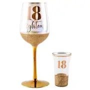 Glitterati 18th Celebration/Birthday 430ml Wine & 30ml Shot Drinking Glass Set