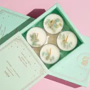 Three Suns Kori Crystal Infused Natural Soy Tea Lights Box - 8 Pack