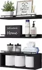 Stylish Floating Shelves with Cube Shelf and Metal Rail for Bathroom Storage