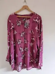 Regatta Womens Pink Floral Long Sleeve Button Up Blouse Size 22 BNWCT