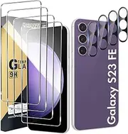 CWQZGUF Screen Protector Compatible with Galaxy S23 FE 5G, [4+4 Pack] Camera Lens Protectors, Fingerprint Unlock Support, HD Tempered Glass, Touch Sensitive, Anti Scratch