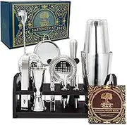 Mixology Bartender Kit - Complete 14 Piece Cocktail Shaker Set and Bar Kit Bar Accessories for The Home Bar Set and Bar Tools Bar Cart Accessories, Bar Cocktail Shaker Set Bartender Tools