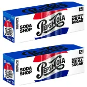 Pepsi Real Sugar Soda, 12 Fl Oz, 24 Pack