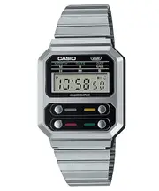 Casio Vintage Digital Alarm Illuminator Stopwatch Calendar A100WE-1A Mens Watch
