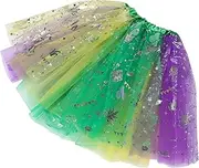 [ANDRESLAD] Carnival Sequin Skirt Women Festival Outfit Glitter Tutu Skirt Sequins for Dance Sparkly Party Dress