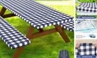 Picnic Table Cover with Bench Covers, Waterproof 30" x 72" Navy and White