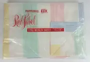 NIP Pepperell Red Label white pink yellow pastel Fine Muslin flat sheet 72x108in